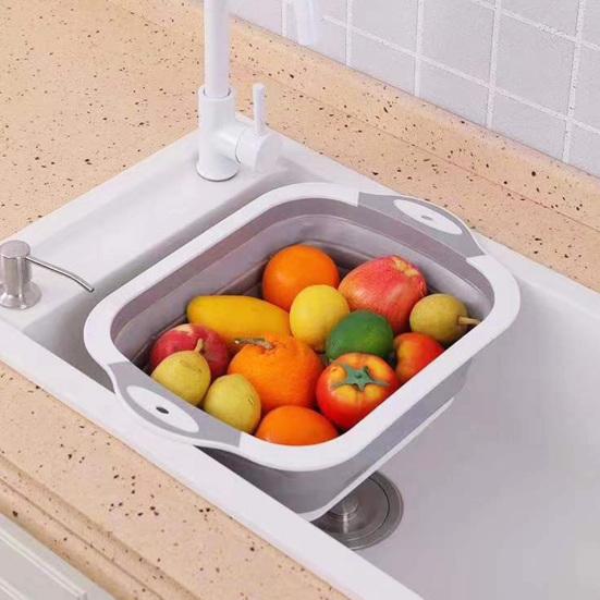 Folding Cutting Board with Deep Groove Design Anti-mildew Non-slip Easy To Clean Multifunctional Drainer Basket