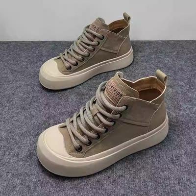 Уродливо-милые туфли на высокой платформе с большой головой для женщин 2025 весна новые ретро женские туфли на мягкой подошве универсальные спортивно-повседневные кеды для женщин