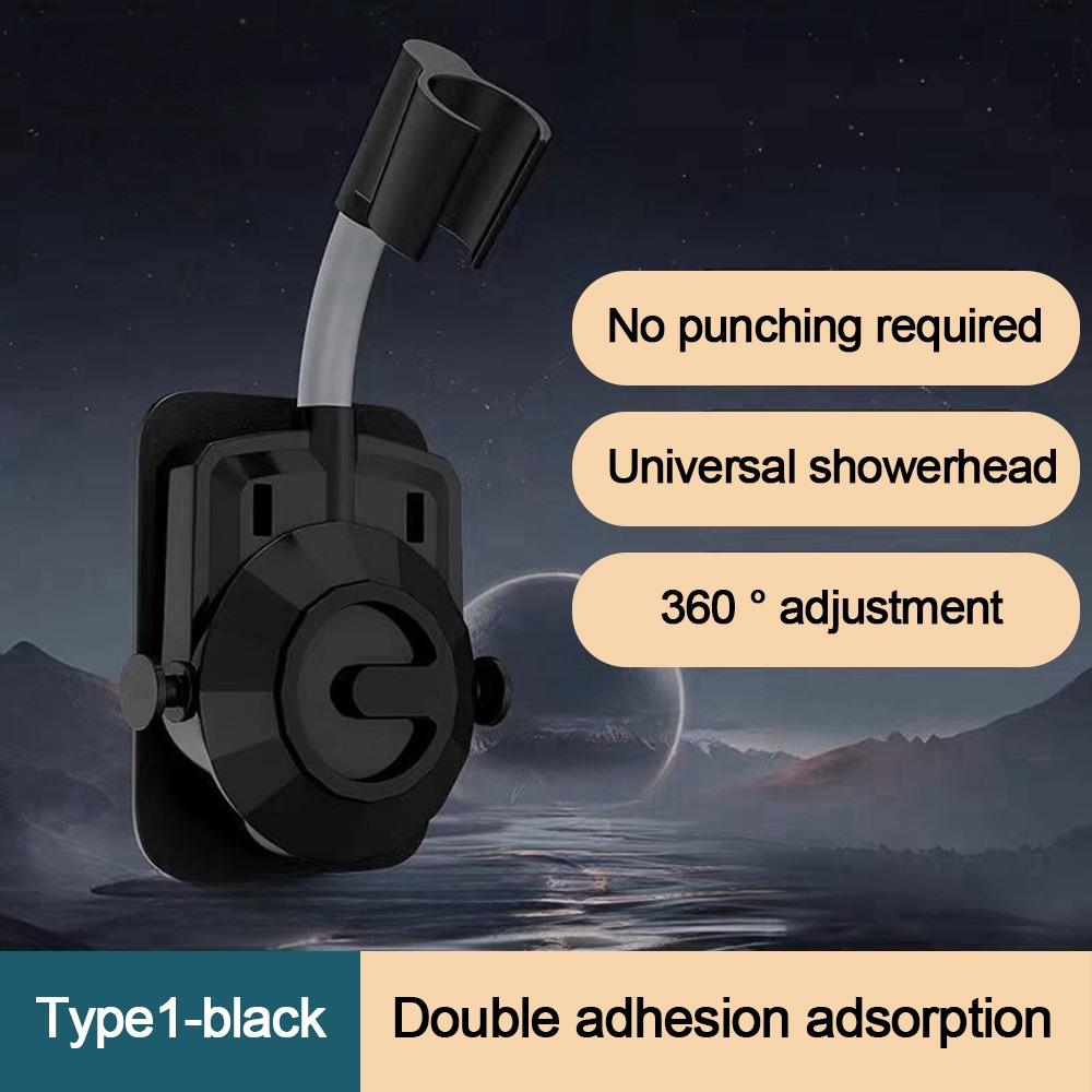 Self-Adhesive Shower Head Holder with Hooks Handheld Sprayer Support  Bathroom Accessories