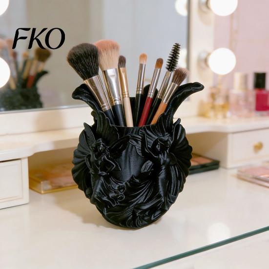 Elegant Pen Holder Makeup Brush Holder, with Thickened Stable Base, Fairies Decor Silk Dressing Table Organizer Texture Storage Box, for Pens