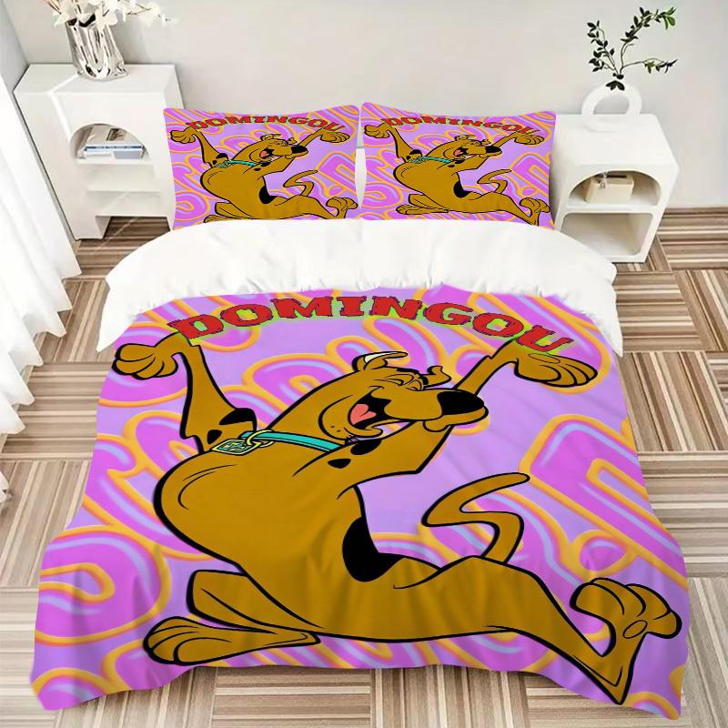 3pcs Scooby Doo Domingou Bedding Set - Includes Quilt Cover and Pillowcases, Suitable for All Seasons, Machine Washable - Ideal Gift for Family and Fr