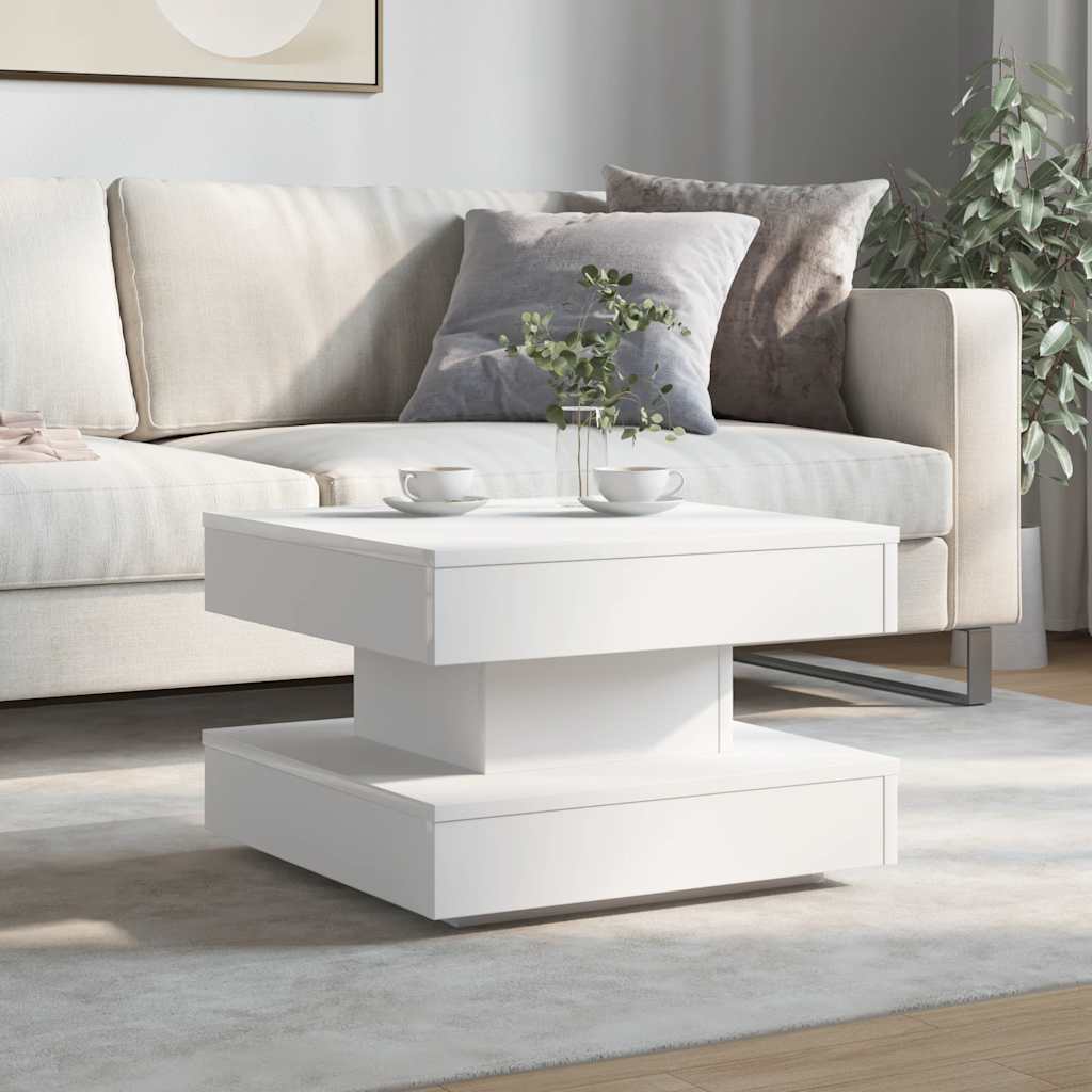 Rotating Coffee Table 360 degrees Swivel White 50 x 50 x 34.5 cm
