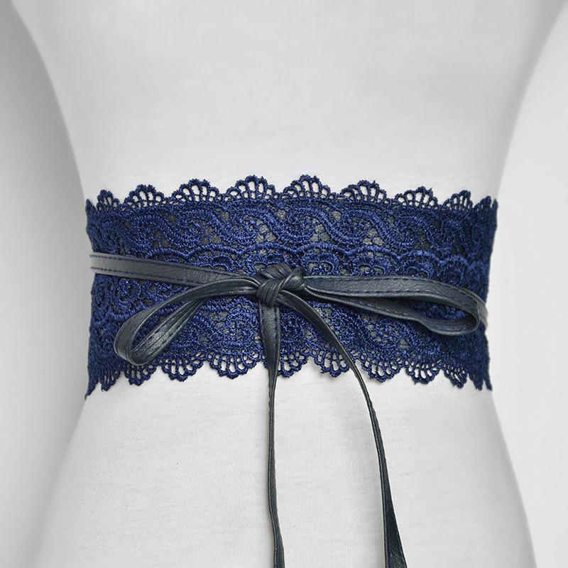 Mary European and American Ladies Multi-Color Optional Wide Waist Seal Lace Decoration Wide Belt Women's Leather