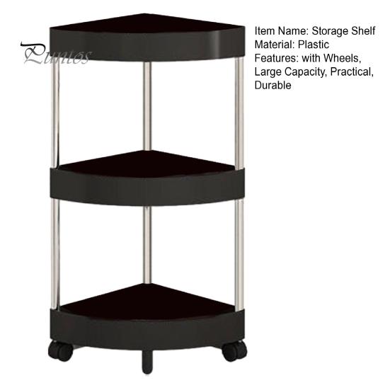 Storage Rack Rolling Cart with Multiple Layers Large Capacity 360-Degree Wheels Design Floor-standing Bathroom Corner Triangle Shelf