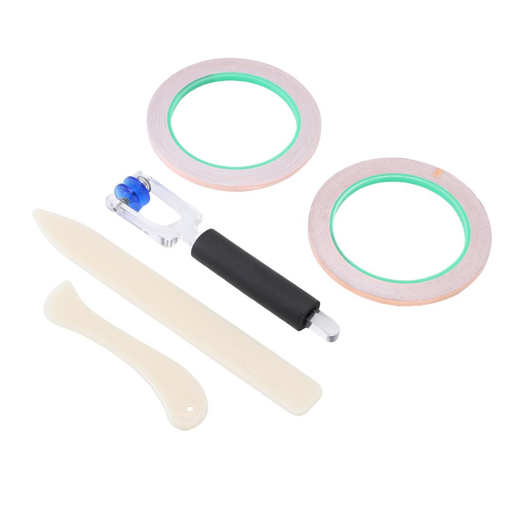 2 Rolls 5mm Backed Copper Foil Tape for Stained Glass Crafts with Scrapers 50m Length