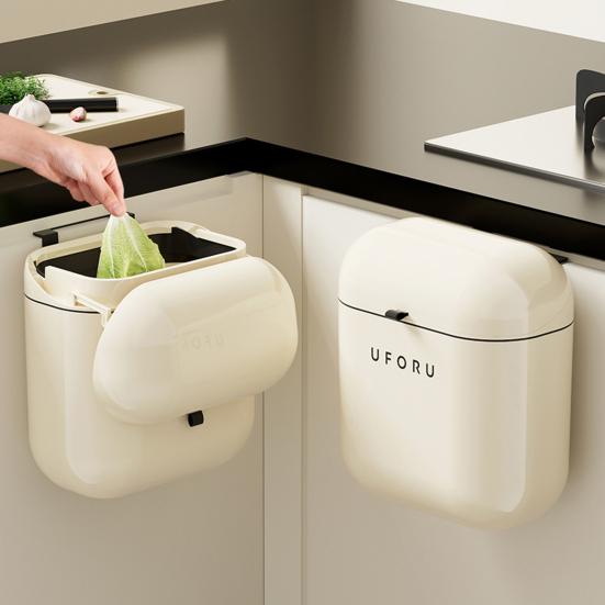 Wall-mounted Kitchen Trash Can with Lid Large Capacity Strong Load-bearing Kitchen Hanging
