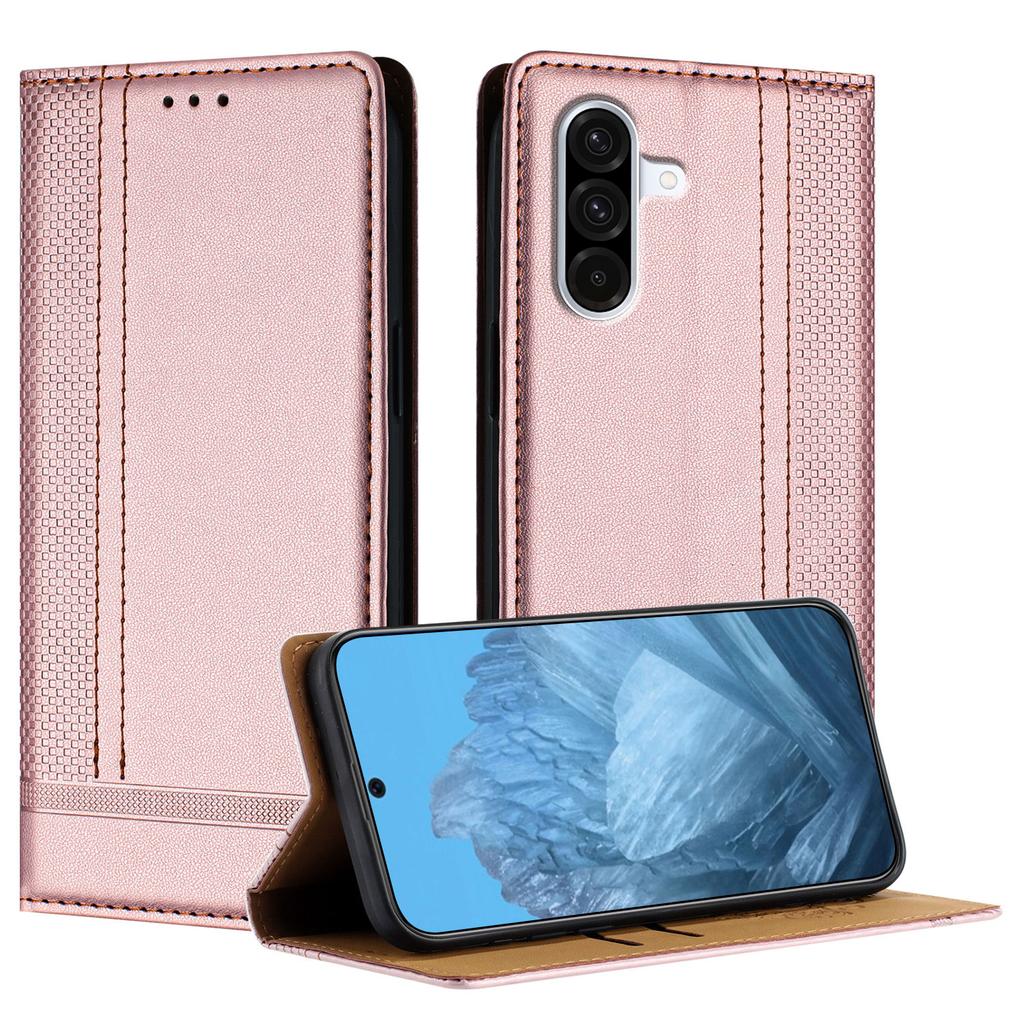 Чехол для Samsung Galaxy A36 5G с L-образным сетчатым узором, кожаная подставка, чехол для телефона с отделениями для карт