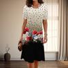 Women's Fashion Graceful Flower Print Summer Spring Short Sleeve O-Neck Casual Dresses