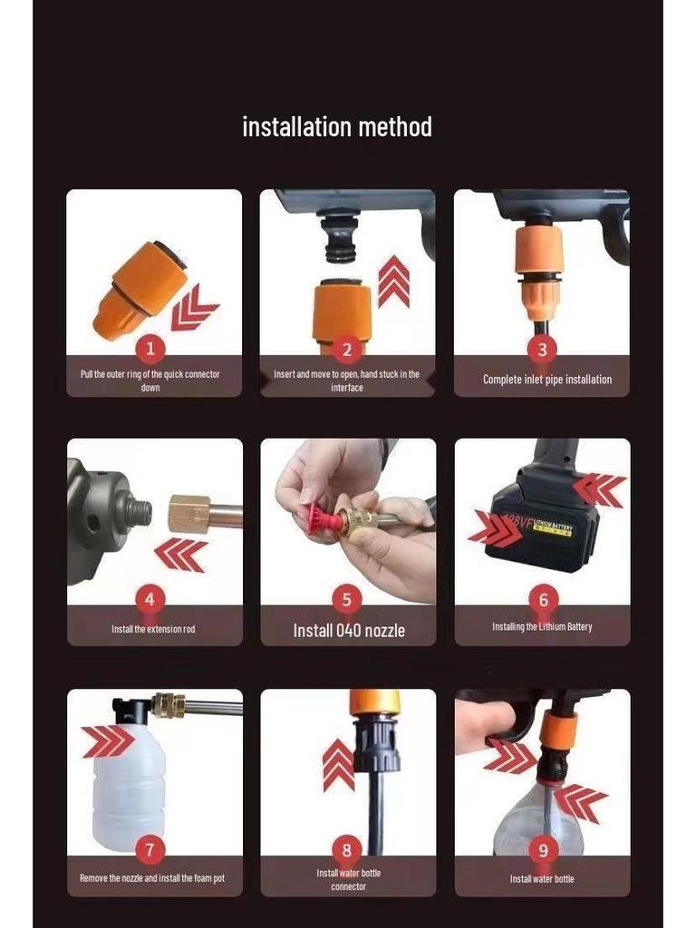 Беспроводная портативная мойка высокого давления для автомобиля - Инструмент для чистки с литий-ионным аккумулятором