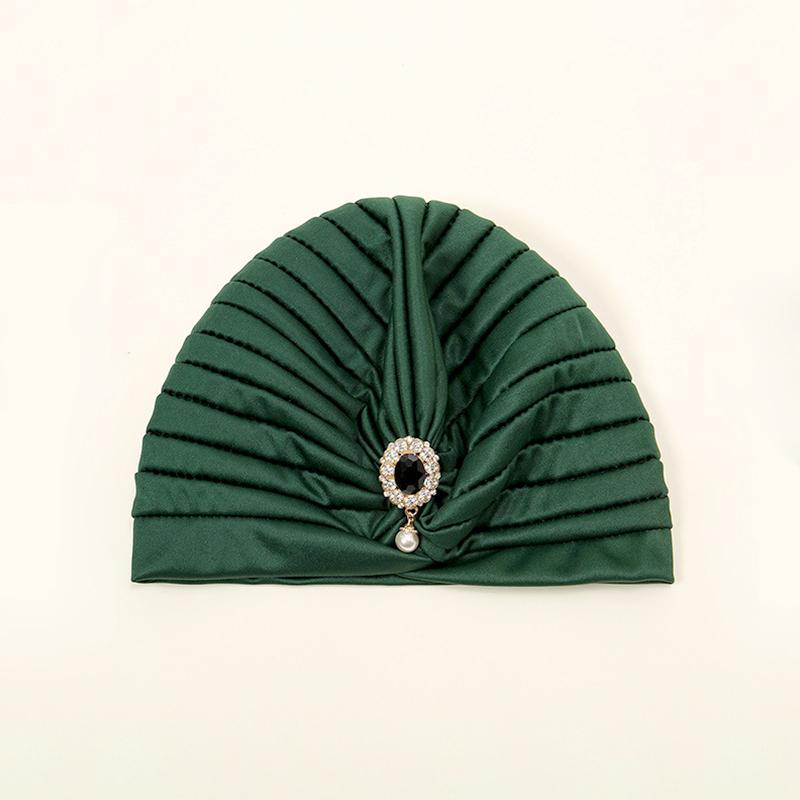 1PC Sunscreen Hijab Summer Breathable India Cap Retro Muslim Headscarf Fashion Turban Hat Sparkling Rhinestone Solid Color