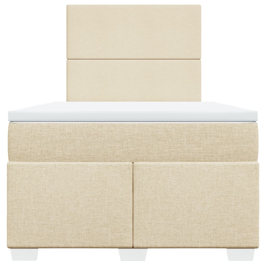 Box Spring Bed with Mattress Cream 120x190 cm Fabric
