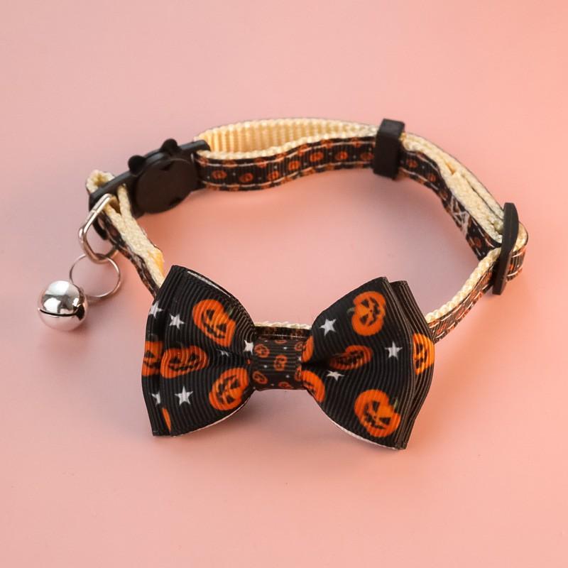 Halloween Pet Collar Pumpkin Ghost Hat Safety Buckle Necklace Cats Dogs