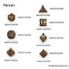 7 шт. медный лист цветок металлические игральные кости набор полых металлических многогранных кубиков подходит для ролевой ролевой игры, настольной игры, карточной игры