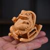 Dream Come True Golden Toad Tea Pet: Handcrafted Sandalwood Swan Ornament for Home or Office Desk