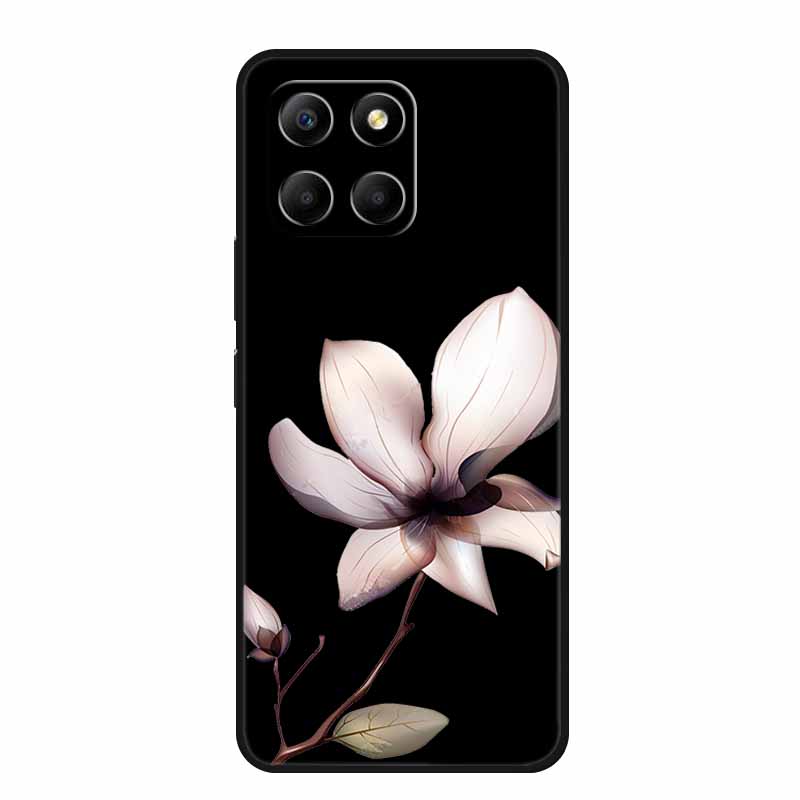 Черный силиконовый чехол для Honor X7d 5G Чехол Цветы Мягкий чехол для телефона для Honor X7d 2025 400 Smart Play 10T 5G Задняя крышка Чехол X 7 d