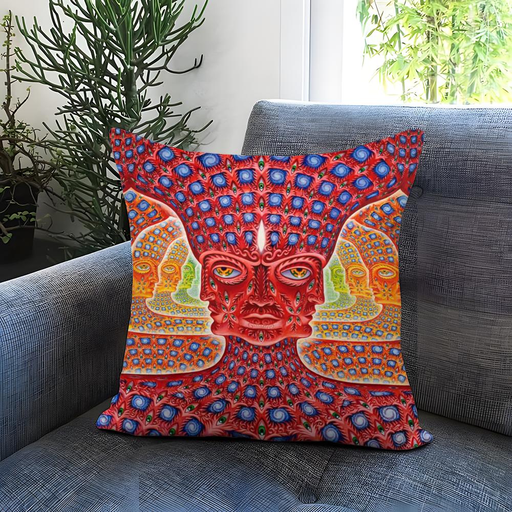 A-Alex GreyS Art Cushion Cover Comfortable Reversible Pillow Cover Ideal for Car Sofa Bedroom & Beyond