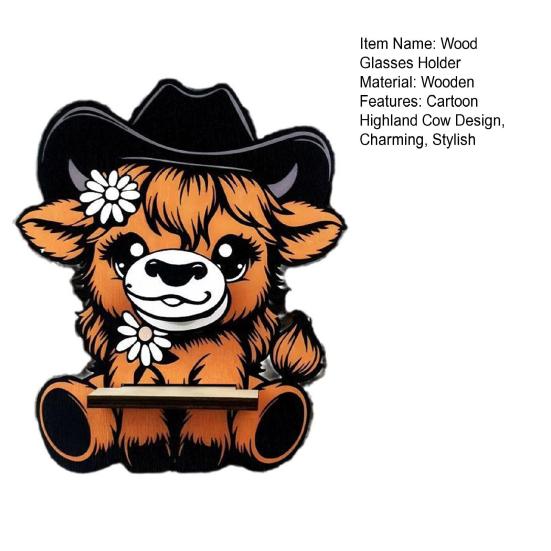 Держатель для очков Хайлендская корова Yousheng Деревянная подставка для очков Дисплейная стойка Мультяшное животное Подставка-держатель для солнцезащитных очков для спальни, кабинета, офиса