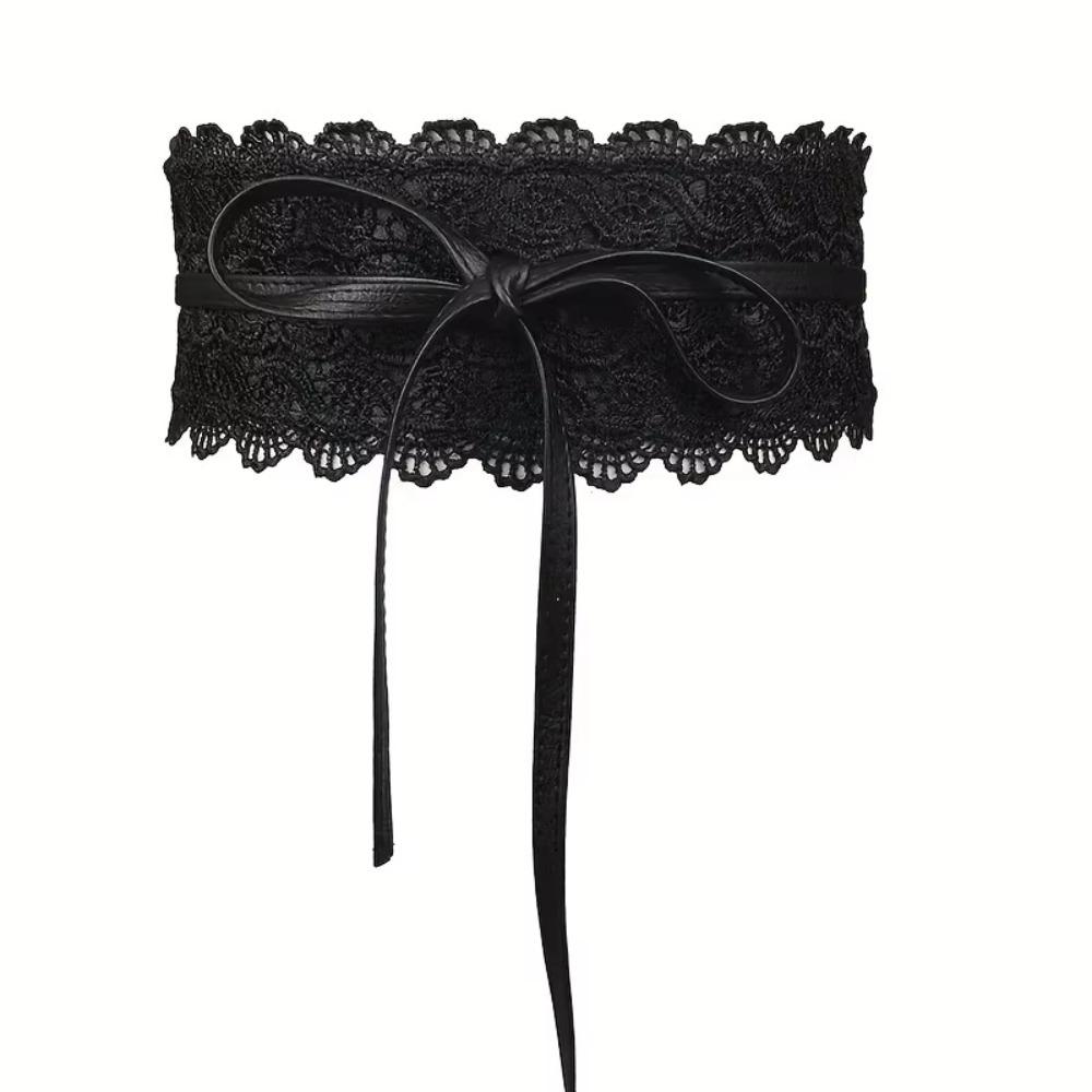Boho Style Soft Lace Waist Belt Self Tie Wrap Around Bow Tie Belt Cinched Waistband Wide Obi Belt for Dresses