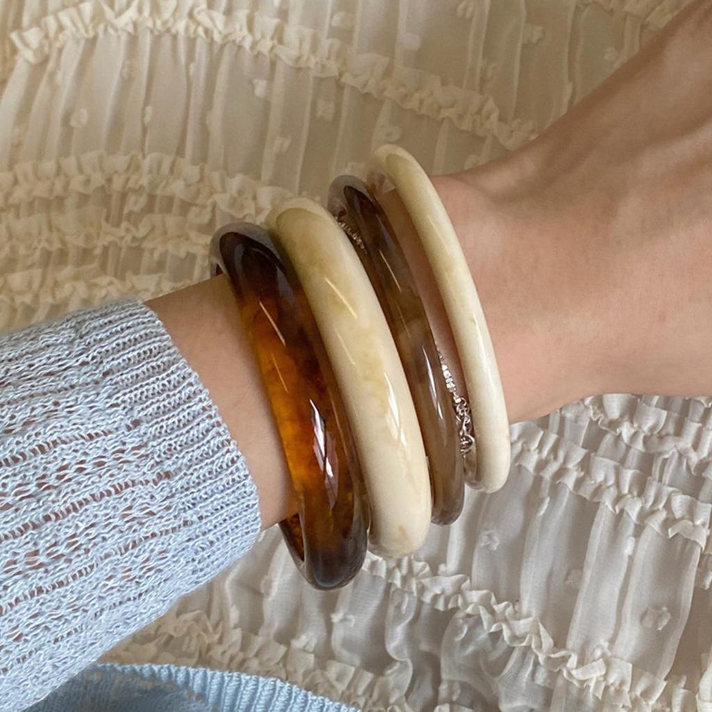 4 шт. браслет в стиле холодной личности женский минималистичный шикарный акриловый с мраморным узором ретро браслет для повседневных свиданий и встреч