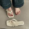 Fashion Casual Flat Women's Summer Flip-Flops 2025 New Comfortable Retro Sandals Square Toe Buckle Indoor Outside Wear Slippers Shoes
