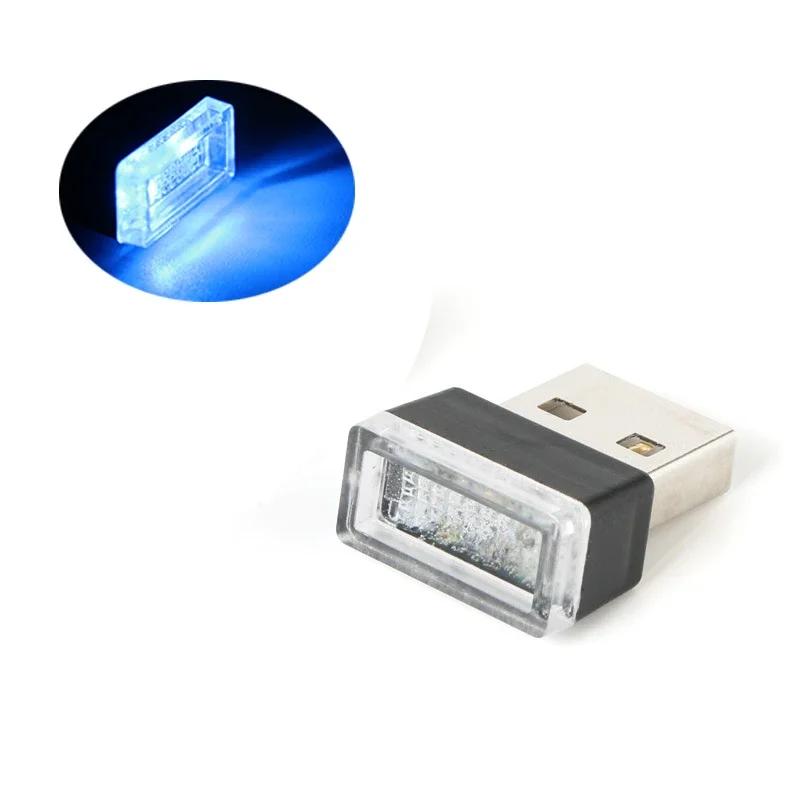 Car Mini USB LED Atmosphere Lights Decorative Lamp Blue and Red Purple White Interior Light PC Portable Plug