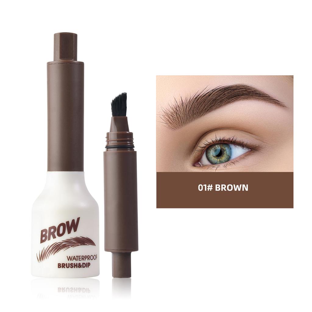 Крем для бровей водостойкий, стойкий, темно-коричневый, натуральный макияж бровей с кисточкой