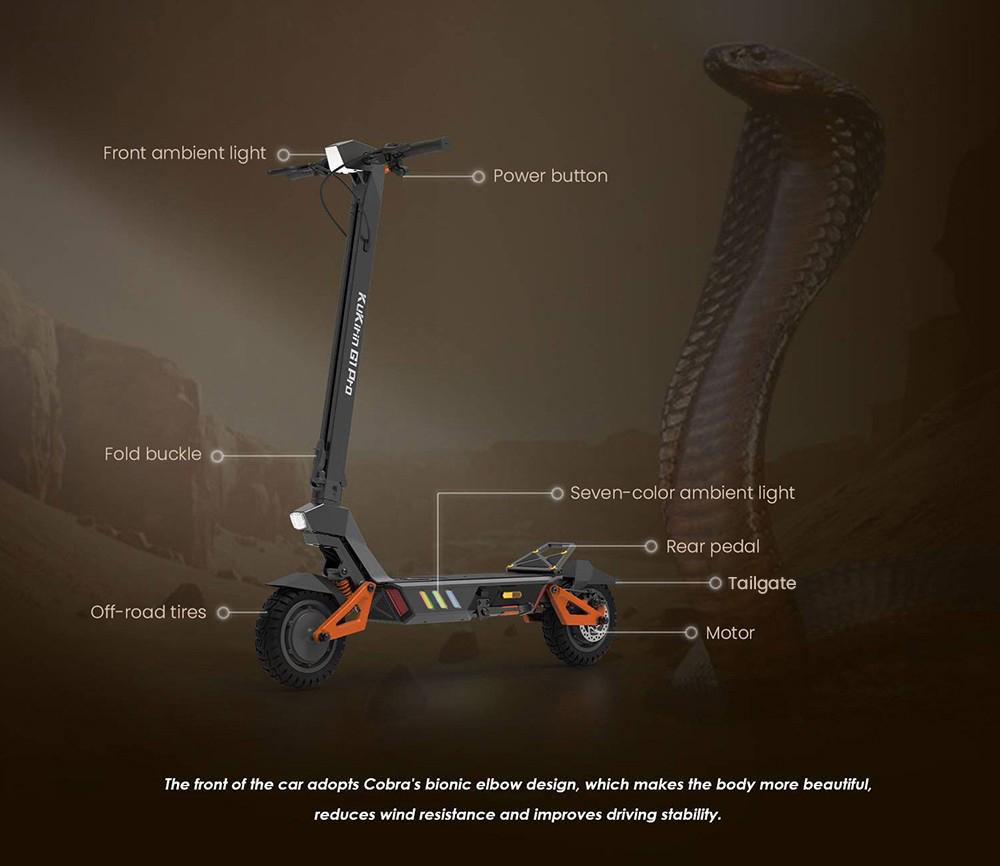 KuKirin Складной электрический самокат G1 Pro, 10-дюймовая пневматическая шина, двигатель 2*800 Вт, аккумулятор 48 В, 20,8 Ач, максимальная скорость 55 км.