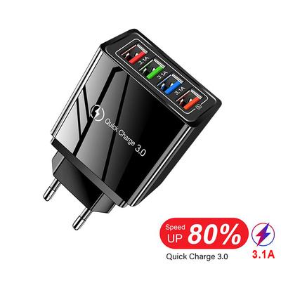 QC3.0 Быстрое зарядное устройство 4-портовое USB-зарядное устройство Настенное мобильное зарядное устройство Быстрое зарядное устройство для IPhone 11 Samsung S9 Huawei Xiaomi Адаптер питания