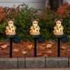 Retro Halloween Outdoor Lamp Solar Ghost Garden Stake Light, Pumpkin Lantern with Bow Patchwork Decor, Waterproof Resin Yard for Lawn Pathway