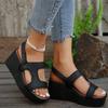 Fashion Ladies Shoes 2024 High Quality Buckle Strap Women's Sandals Fashion Peep Toe Dress Sandals Women New Solid Wedge Sandalszapatos