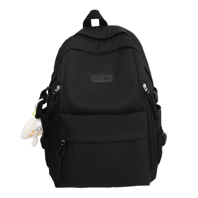 Girls Solid Color Schoolbag Female High School Students Large Capacity Backpack