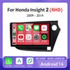 Android 14 Навигация GPS Аудио Авторадио WIFI Для Honda Insight 2 RHD 2009 - 2014 Carplay Автомобильный Видео Мультимедийный Плеер 4G Радио