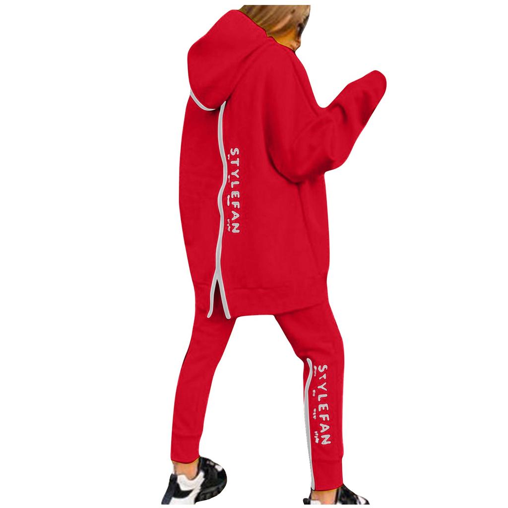 Модный женский спортивный свитер для отдыха, брюки, утолщенный свободный костюм с принтом