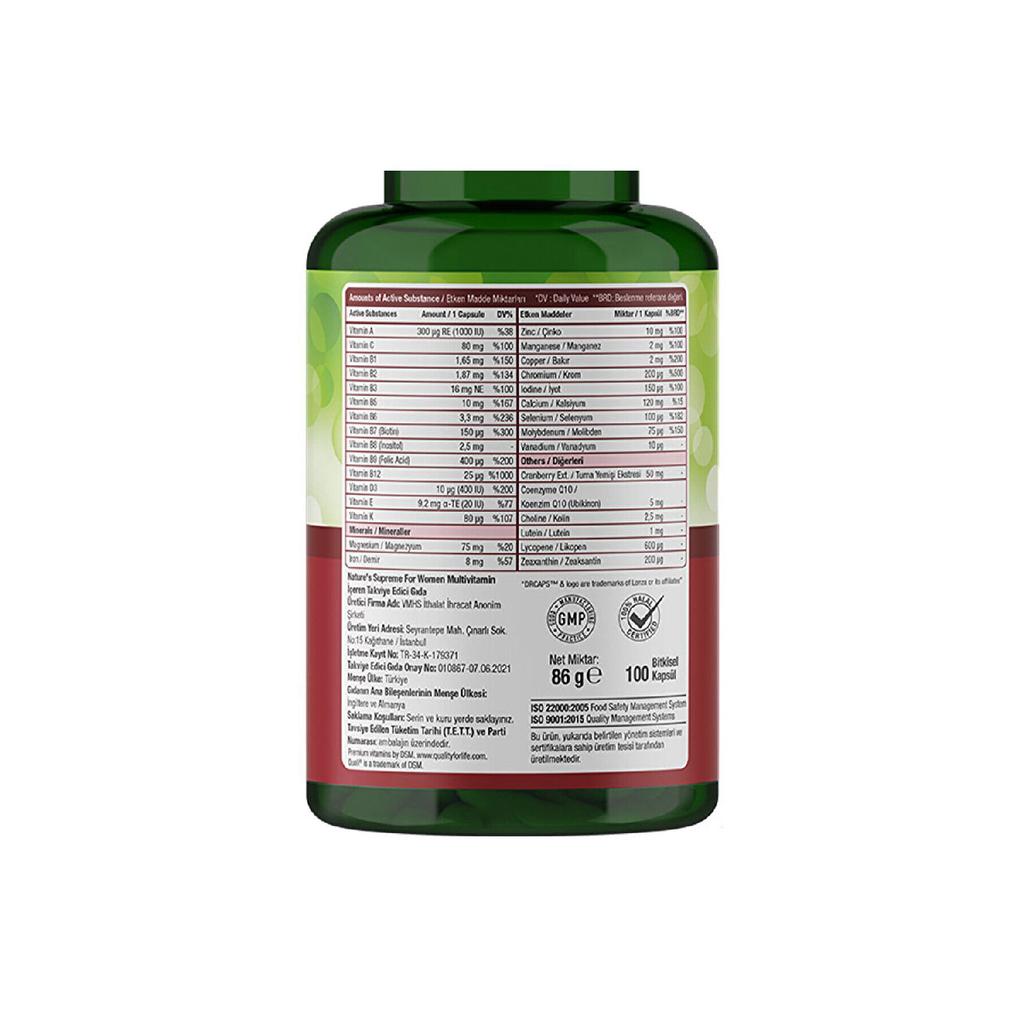 Multivitamin For Women 100 Capsules