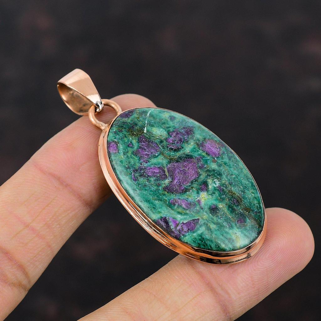 Ruby Fuchsite Pendant Copper Pendant High Quality Gemstone Jewelry Handmade Pendant Antique Copper Jewelry Pendant For Women Engagement Gift