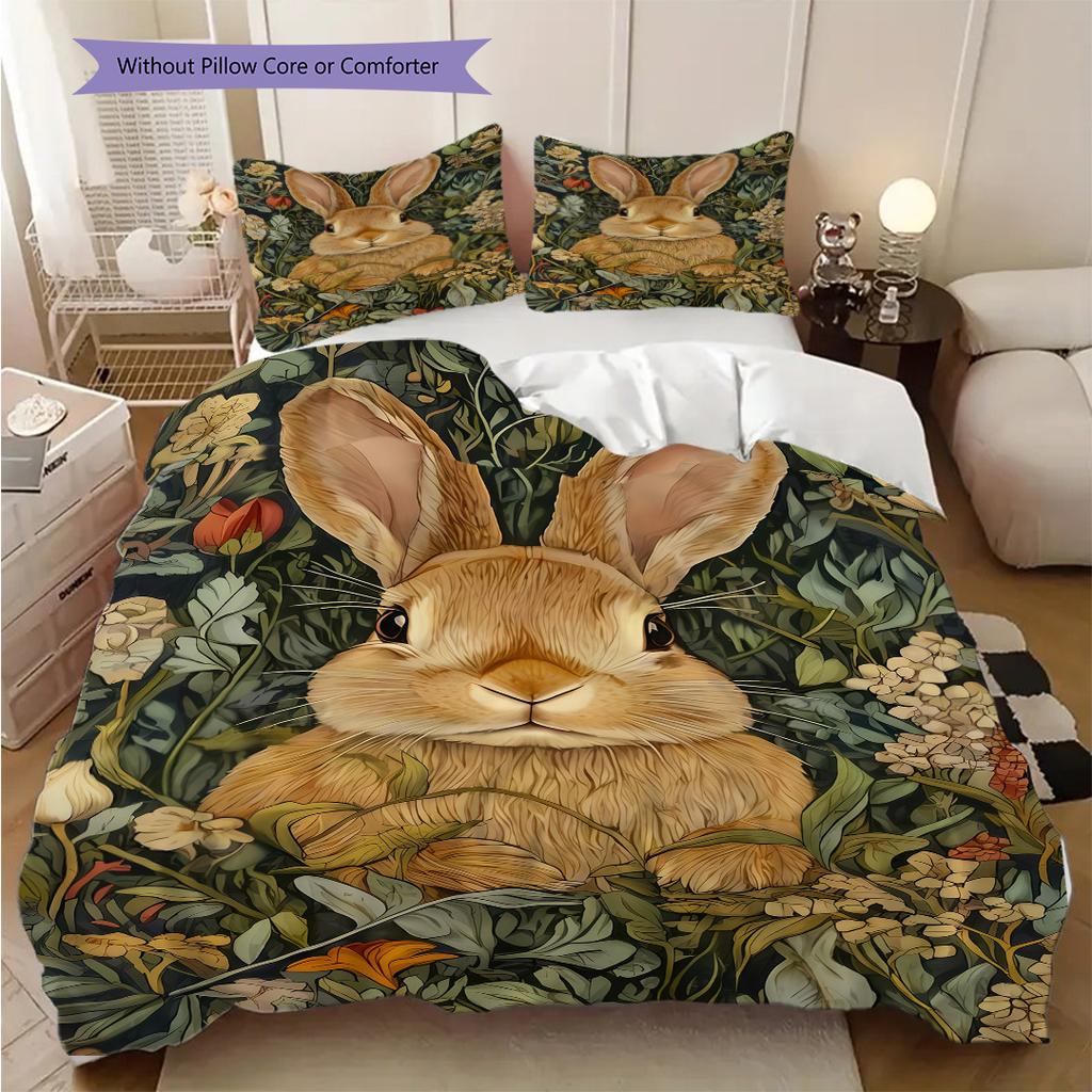 Medieval William Morris Rabbit Design bedding, duvet cover, pillowcase, home decoration, birthday gift (1 * duvet cover+2 * pillowcase, coreless)