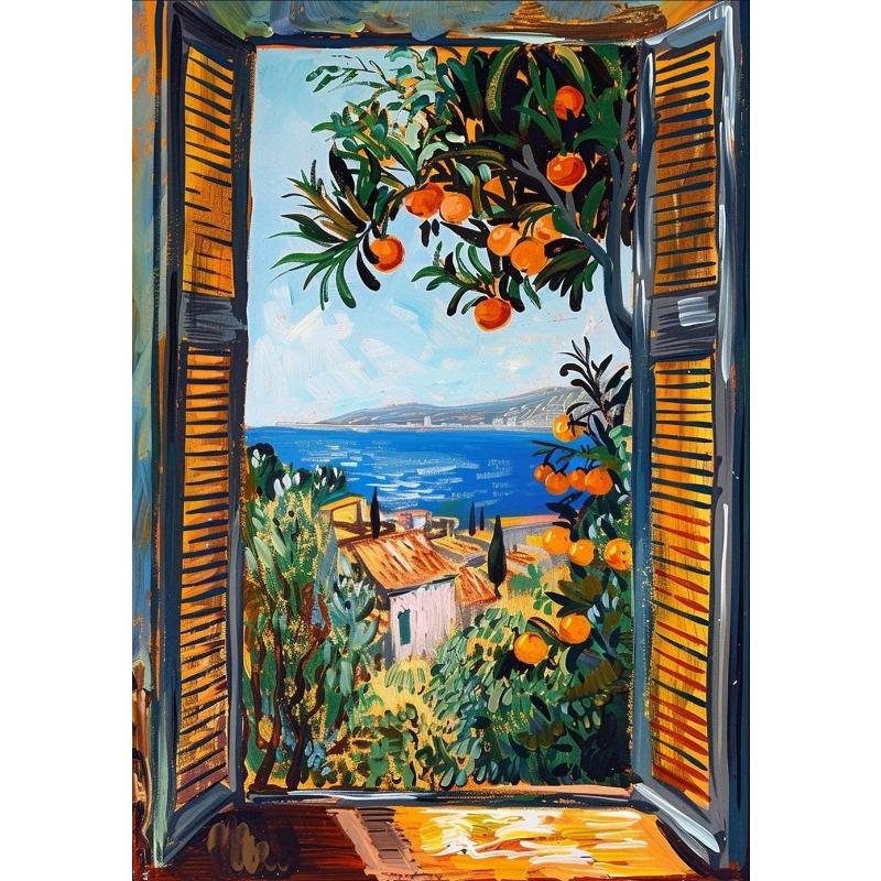 Open Window Landscape Henri Matisse Style Fauvism Poster Coastal View Modern Exhibition Canvas Painting Wall Art Room Home Decor