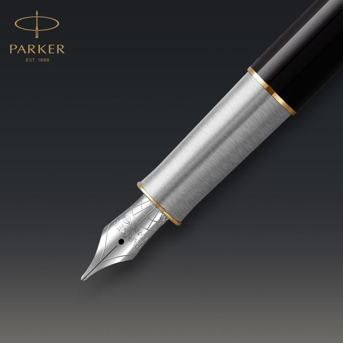 PARKER Sonnet Premium Fountain Pen, Metal & Black GT, Fine Point, 18K Nib, Gift Box, 2119784