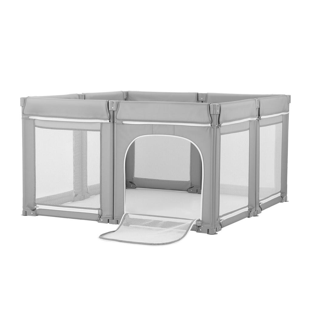 Baby Playpen, 2000 x 1780mm Extra Large Toddlers Playpen, Foldable Baby Fence Play Yard with Zippered Door & Soft Breathable Mesh, Indoor Outdoor