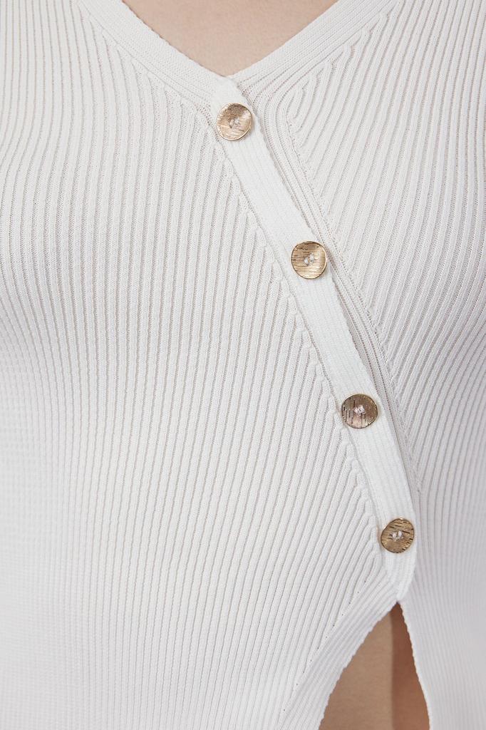 Женский элегантный стильный свитер, черный укороченный трикотажный свитер с воротником-поло