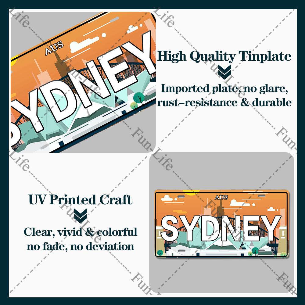 Винтажный плакат с номером автомобиля Испании/СИДНЕЯ Популярный город Бразилия Национальный флаг Ретро жестяные знаки Наклейки для домашнего декора