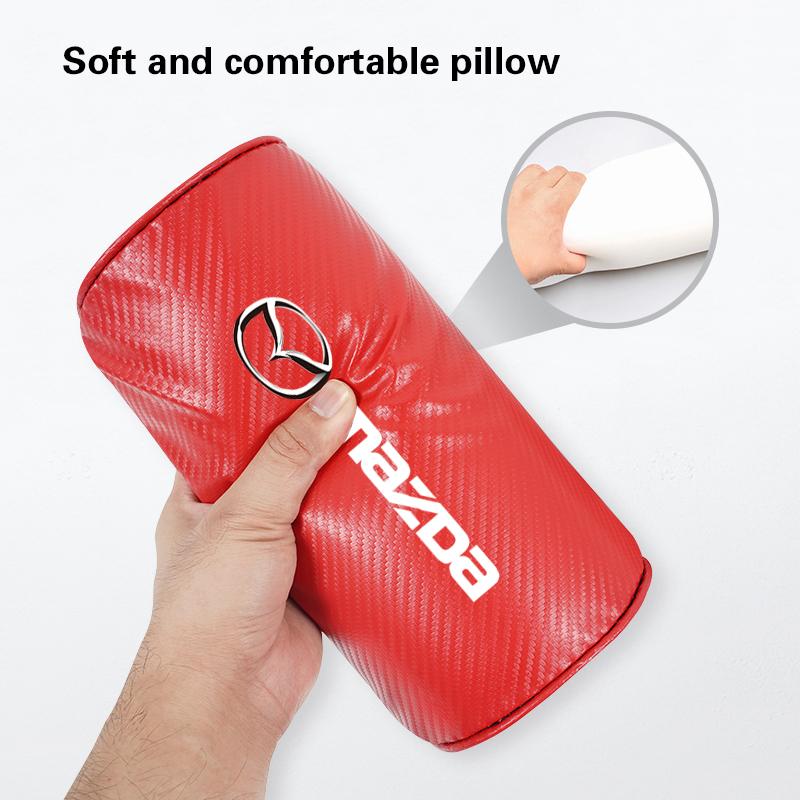 2025 Hot Car Seat Headrest Cushioning Carbon Leather Neck Pillow For Mazda 2 6 3 CX5 CX80 CX70 CX90 MX30 CX60 CX50 CX30 BT50 e-T
