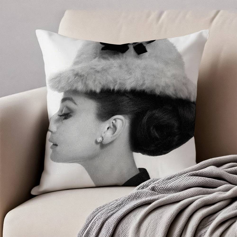 B=Красота A-Одри H-Хепберн Наволочка Наволочка против пылевых клещей Невидимая молния Шелковистый короткий плюш Чехол для диванной подушки