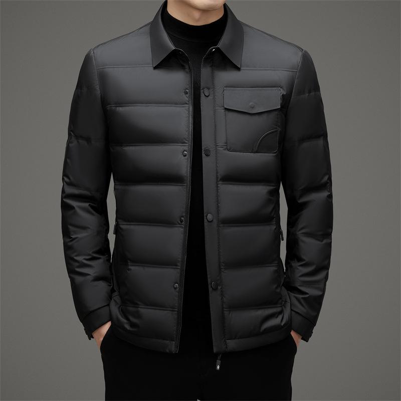 Простая и легкая куртка на гусином пуху, осенняя новая мужская куртка с воротником-стойкой, утепленная и теплая куртка-пуховик для мужчин