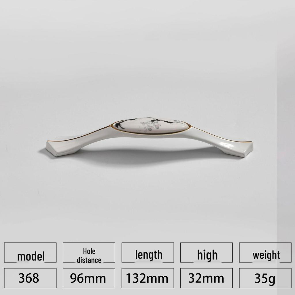 European Style Black & White Plum Blossom Ceramic Cabinet Handle