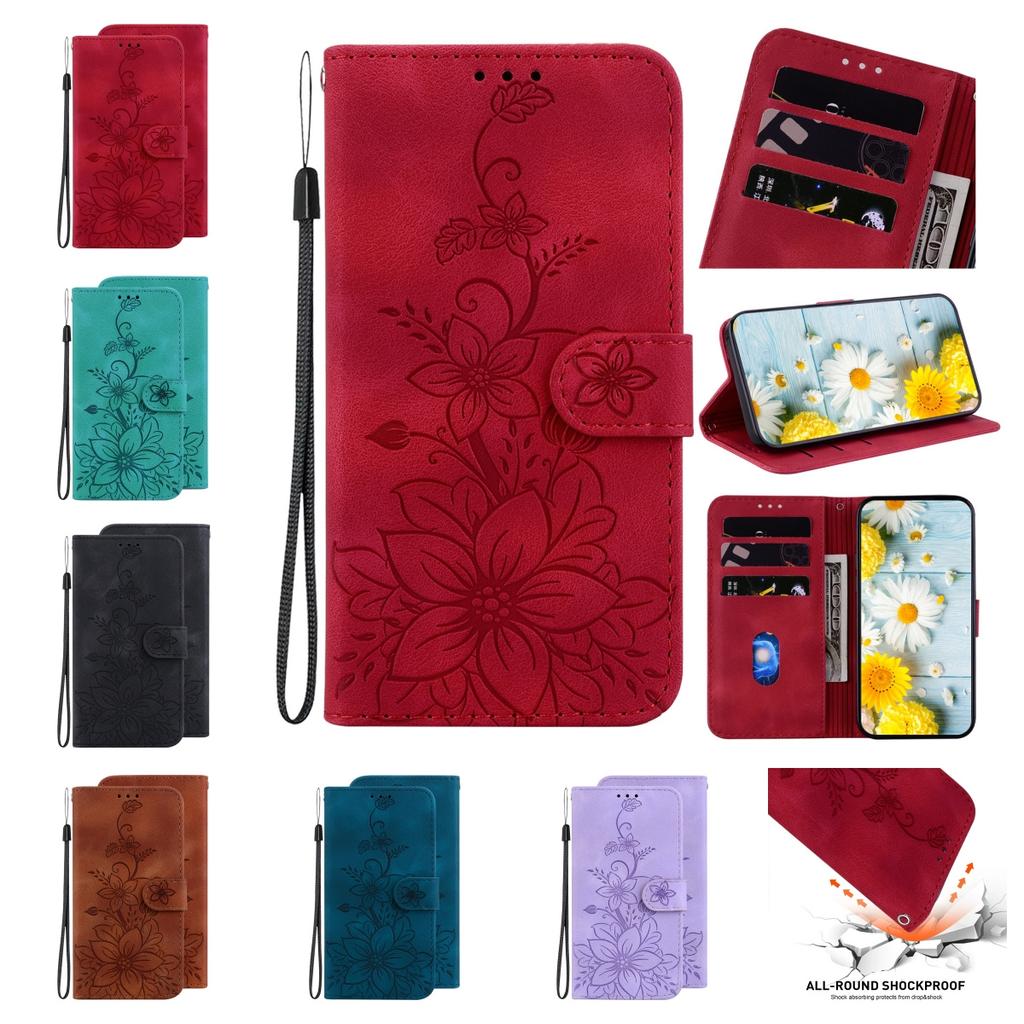 Для Nokia Series.XR21,C31,XR20,5.4,6.2,G42,X30,G300,1.4,3.4,2.2,C12,G60,G11,G20,C21...Процесс тиснения Цветок лилии Кошелек Кожаный откидной чехол