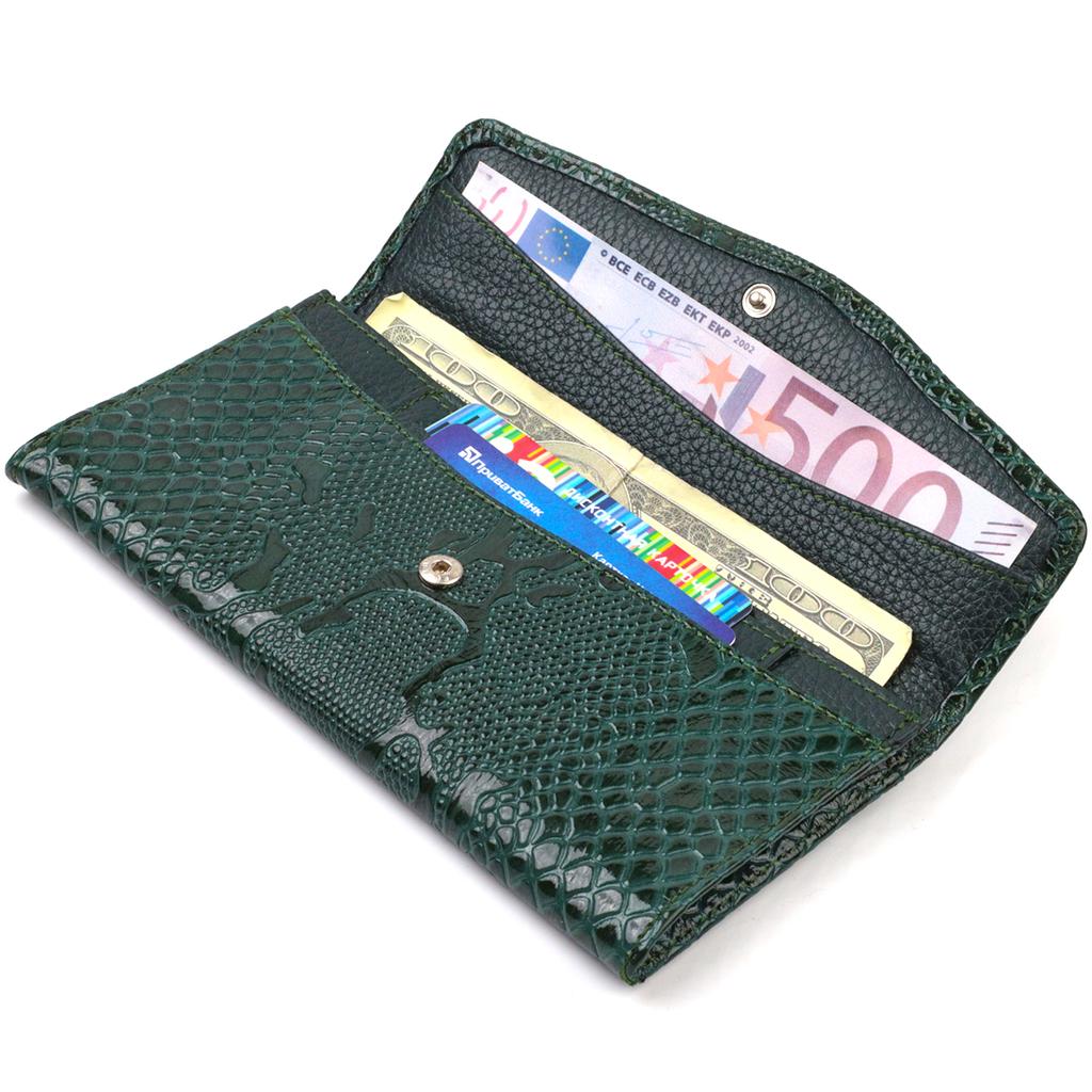 Women's Patent Leather Wallet with Snake Embossing CANPELLINI 21694 Green