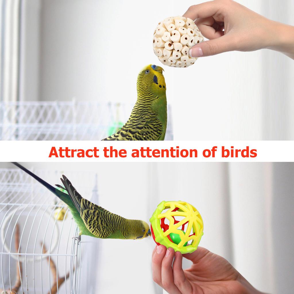 3Pcs Colorful Chew Balls for Small Birds Parrots Cockatiels Finches Beak Grinding Foraging Training Bird