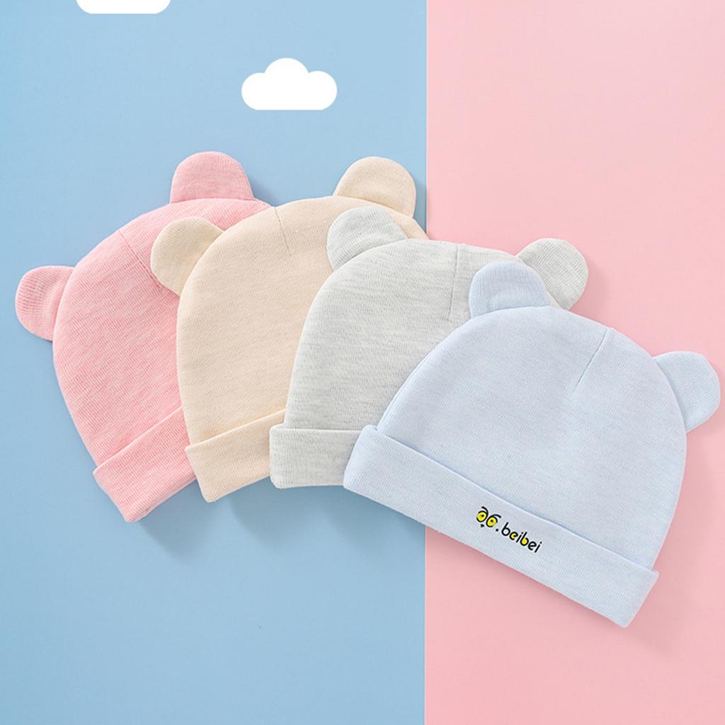 Мягкая и дышащая шапочка для плода из хлопка с медвежьими ушками для новорожденных, эластичная шапочка, милый чепчик для младенцев от 0 до 6 месяцев