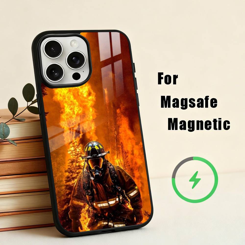 Пожар Пожарный Чехол для Телефона для iPhone 17,16,15,14,13,12,Plus,Pro,Max для Magsafe Магнитная Беспроводная Зарядка
